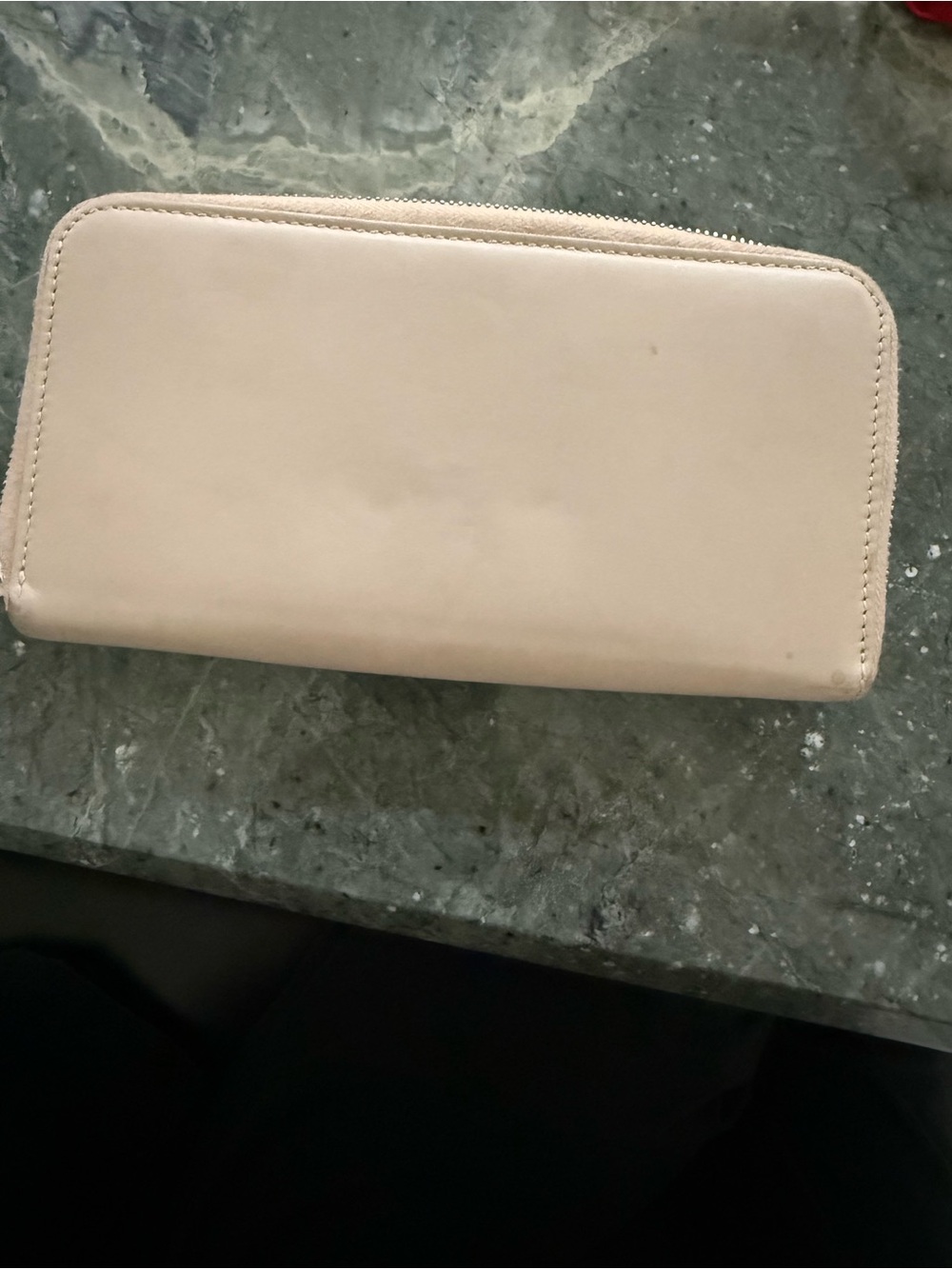 Porshe Leather Zip-Around Wallet in Light Beige